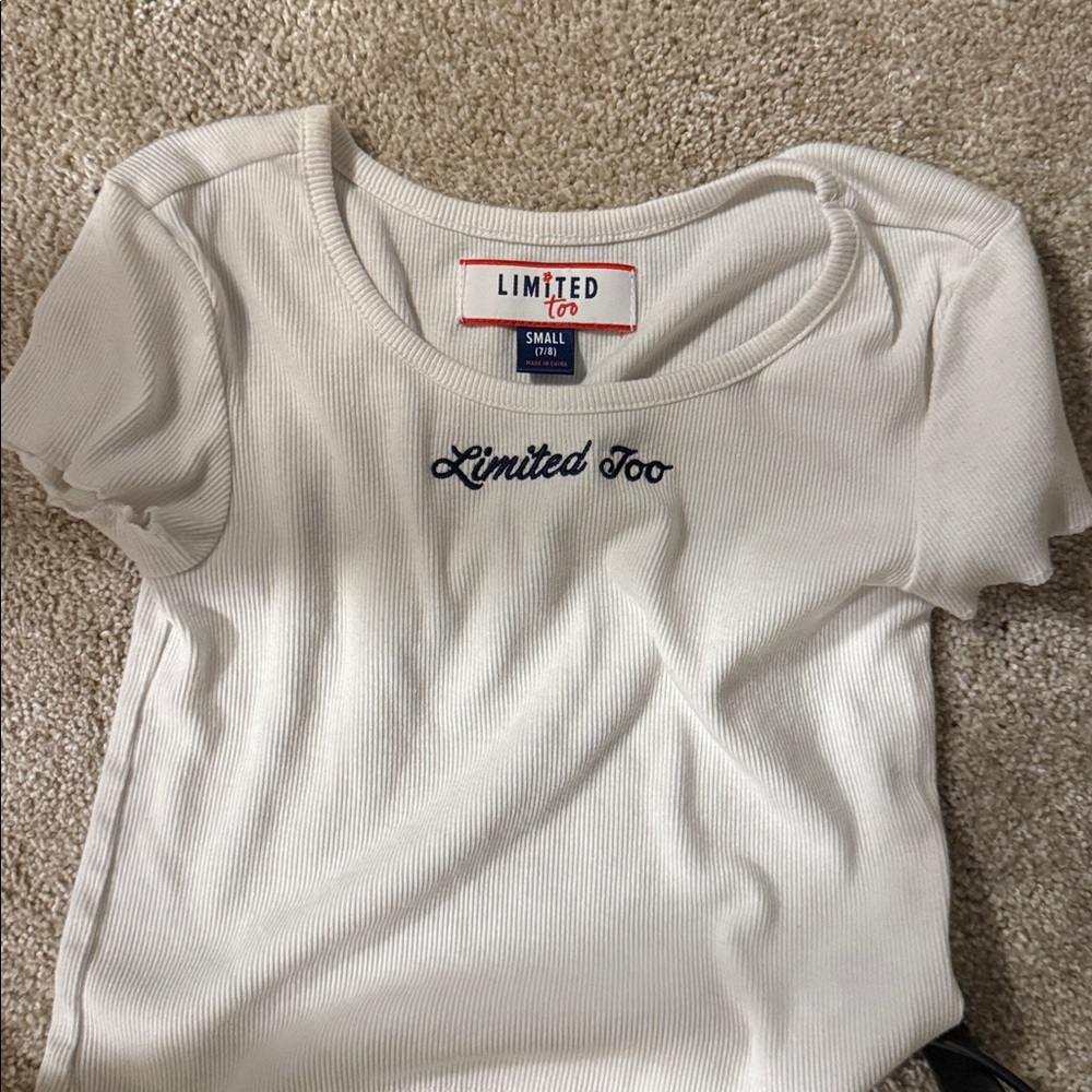 Limited Too White Ribbed baby cropped tee tshirt